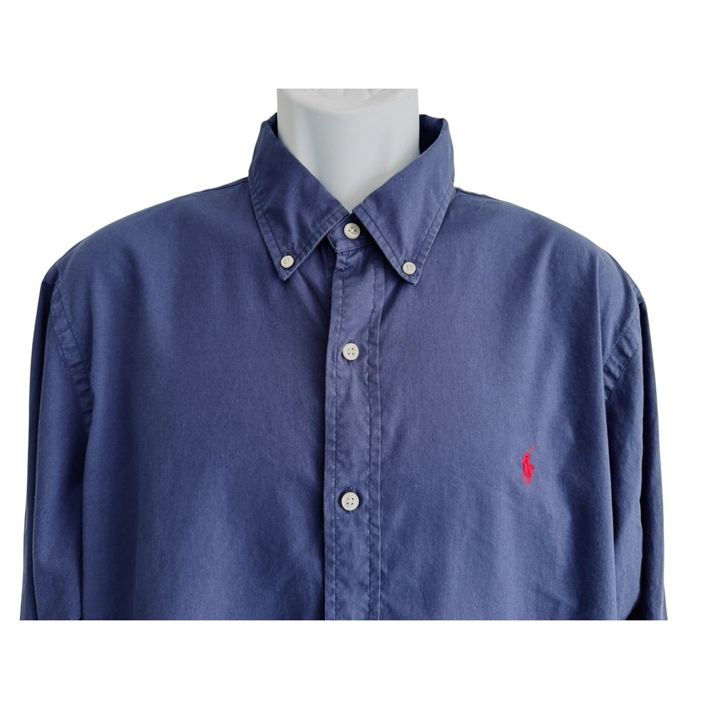 Ralph Lauren Men's Navy Slim Fit Blue Button-Down Shirt